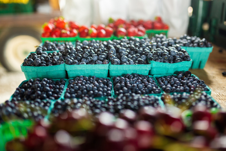 Colourful berries at a market.