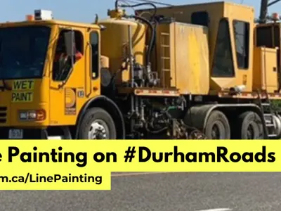 Line painting truck; Line painting on #DurhamRoads; durham.ca/LinePainting