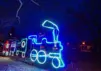 Light display of a train in downtown Beaverton, Ontario