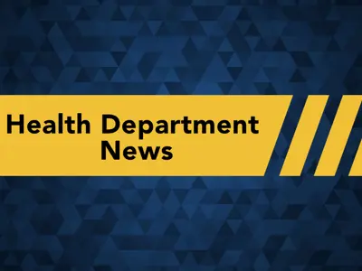 Durham Region graphic with blue abstract background and yellow banner reading "Health Department News"