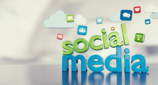 Block letters spelling "social media"