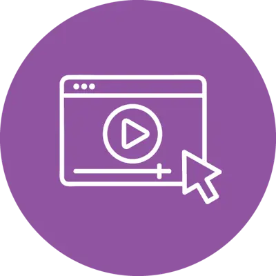 Computer displaying online learning icon. 