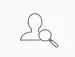 Outline of person with magnifying glass icon