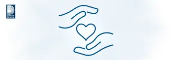 Two hands cradling a heart and the Region of Durham logo