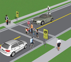 Children walking in a school crossing