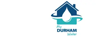 My Durham Water logo with house and water droplet icon on white background