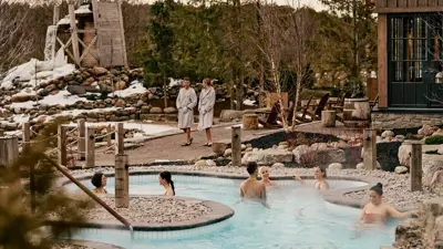 Guests at Thermea Spa in the winter.