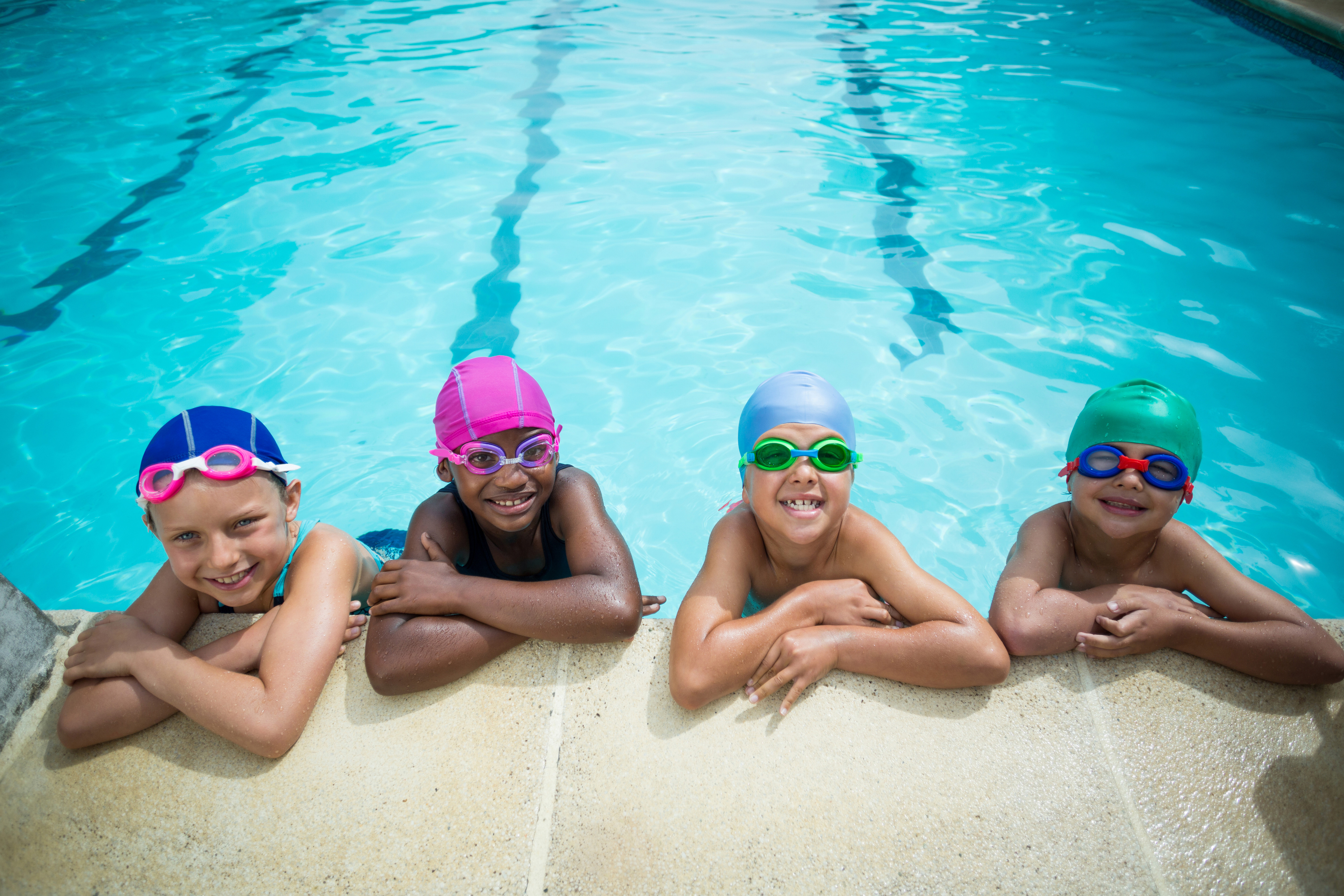 Kids at public swimming pool