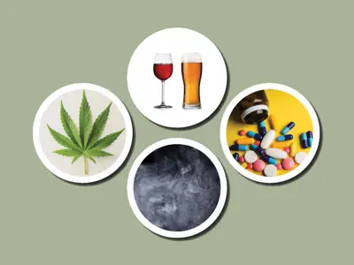 Alcohol, tobacco, cannabis and drug icons