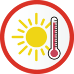 Red level heat warning icon