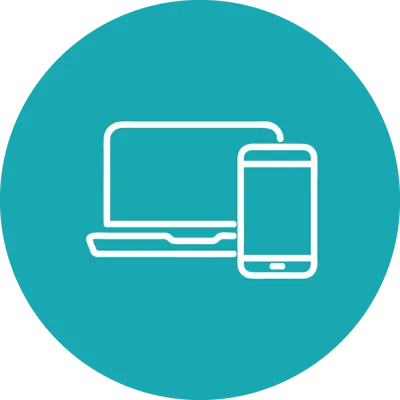 Computer and phone icon.