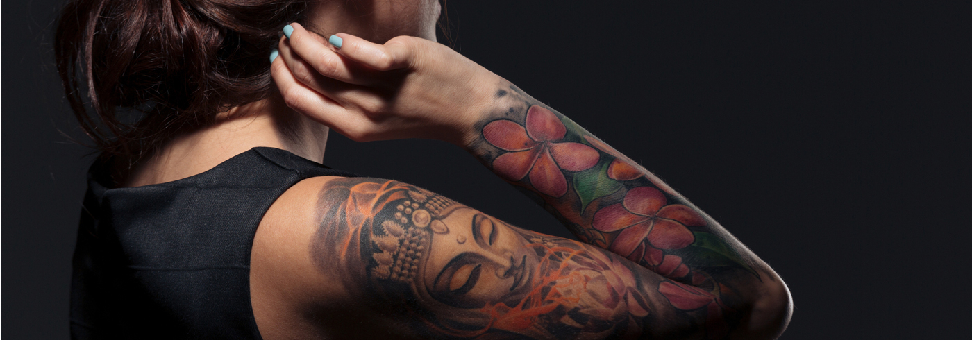 Arm with a tattoo sleeve