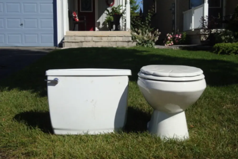 White toilet at curb