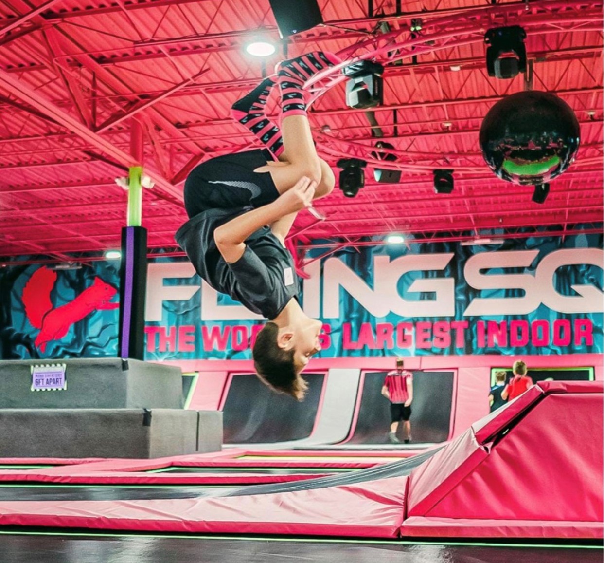 Flying Squirrel Whitby trampoline Flying Squirrel Whitby kid jumping on trampoline