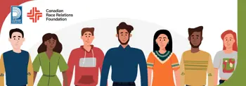 Diverse people standing side-by-side, as well as the logos for the Region of Durham and Canadian Race Relations Foundation
